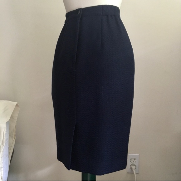 Vintage Wool Pencil Skirt (Navy Blue) - Picture 7 of 13